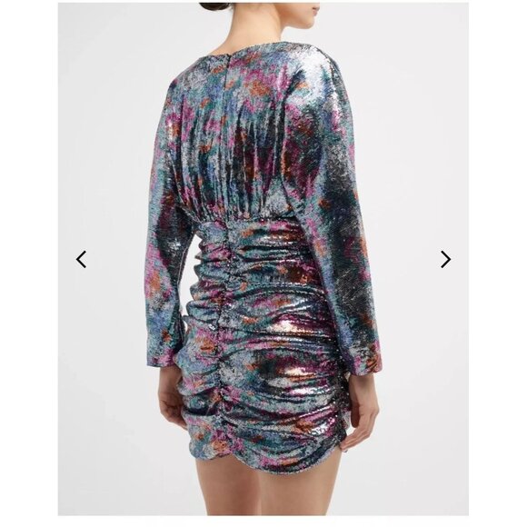 Ramy Brook Sequin V-Neck Long Sleeve Mini Dress Size 2 US New With Tag - Picture 4 of 4